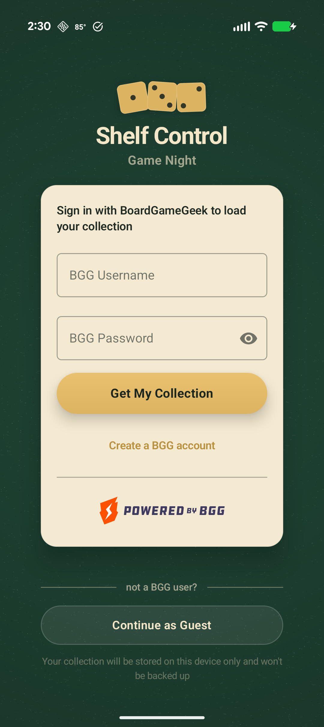 Sign in with BoardGameGeek to load your collection